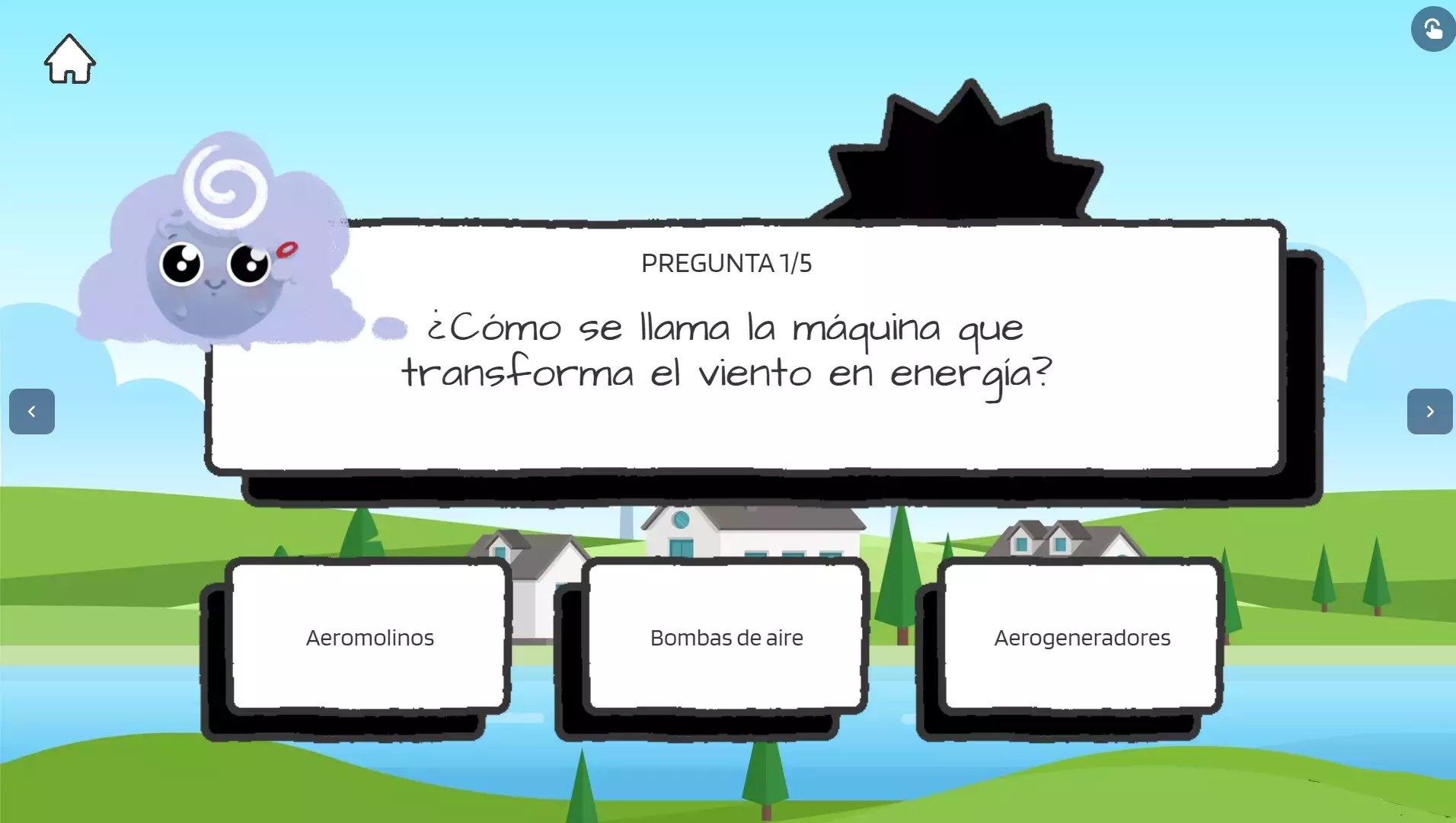 Animated image of a lake surrounded by grass and some text boxes on top